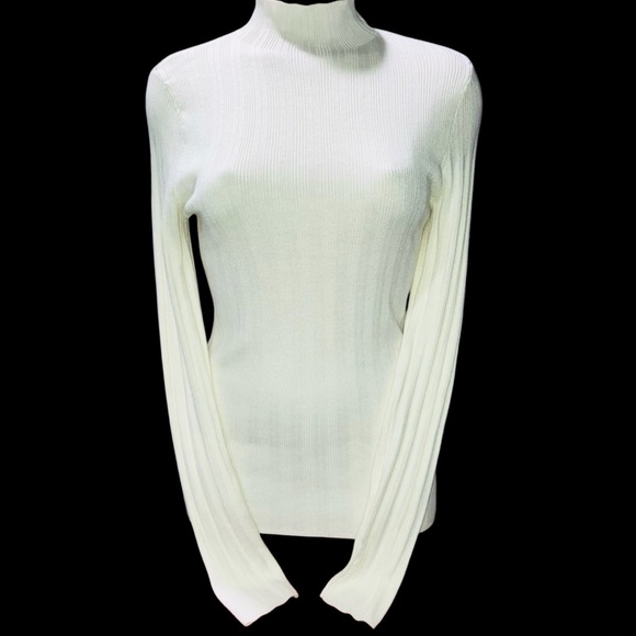 NWT Abercrombie & Fitch Ribbed Mockneck Cream Ivory Sweater Preppy Y2K Viscose M - Picture 4 of 8